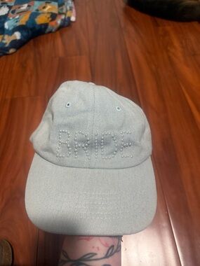 Francesca's Collections Light Gray 'BRIDE' Rhinestone Baseball Cap